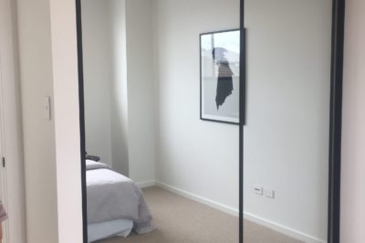 Sliding mirror doors with black aluminium frame - 2 door combination