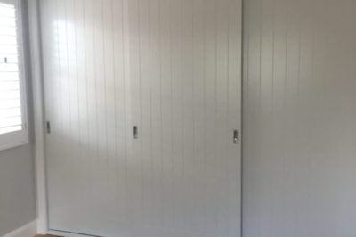 Sliding V Groove with Border Polyurethane Painted Doors - 3 door combination