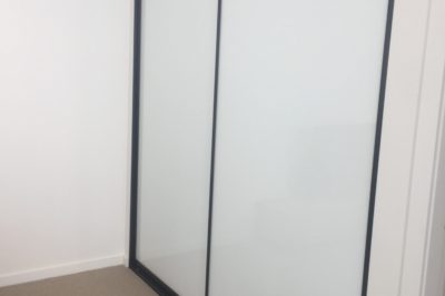 Sliding supa white doors with black aluminium frame - 2 door combination