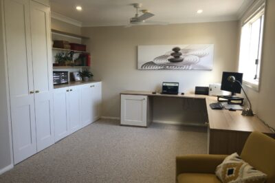 Home Office in Laminex Natural Oak and Antique White USA