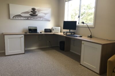 Home Office in Laminex Natural Oak and Antique White USA