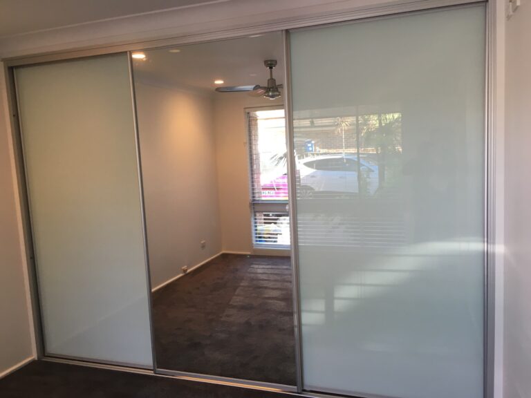Frosted (Mint) Glass & Mirror Doors with Polished Silver frame