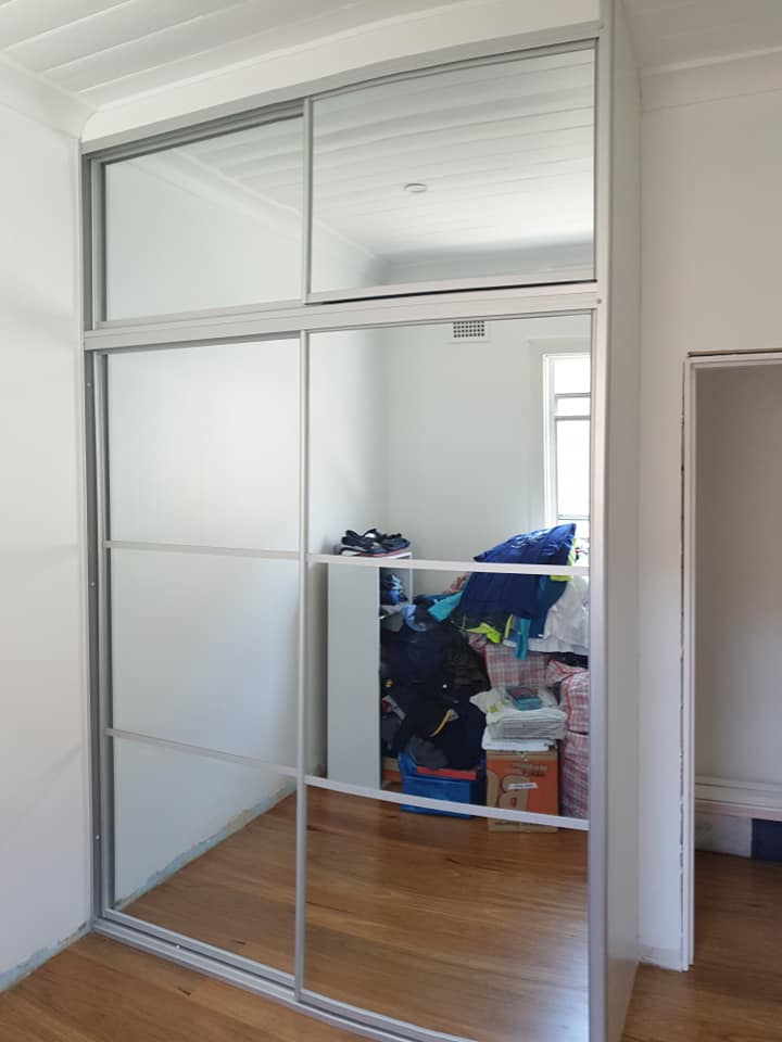 Mirror Doors with Matt Silver frame and Glazing Bars (doors-on-doors)