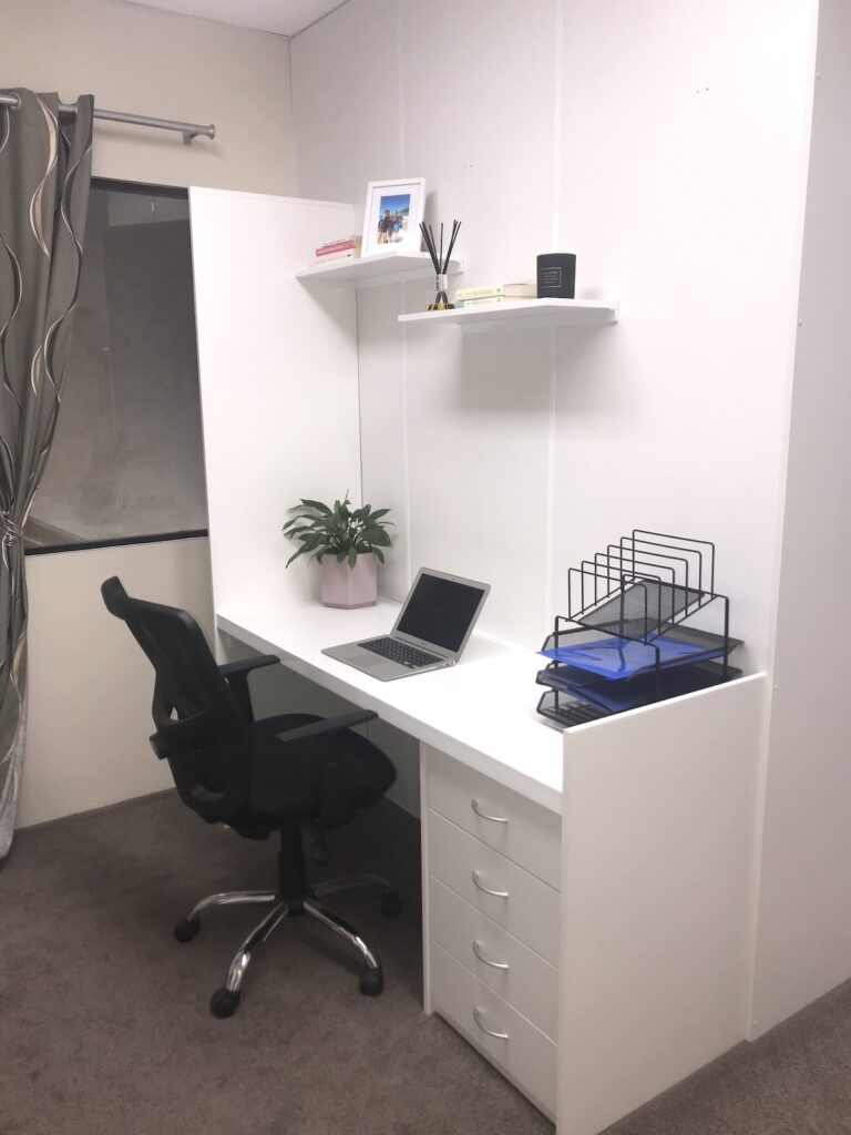 Simple white melamine desk (Showroom)