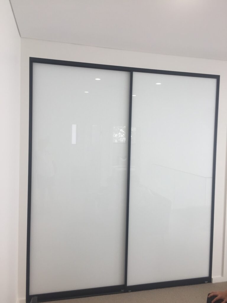 Supa White Glass Doors with Black frame