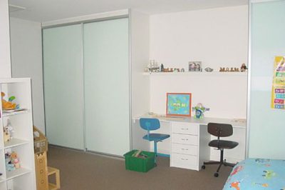 White Glass with Polished Silver Frame plus simple desk