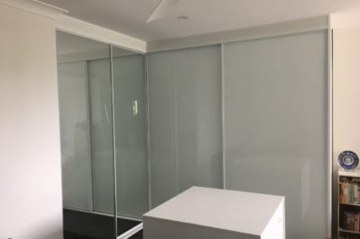 Sliding Supa White Glass and Mirror Doors with White Frame