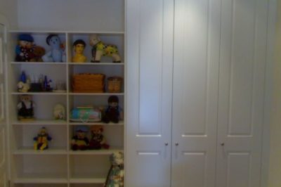 Hinged Heritage (2 Panel) Polyurethane Doors - 3 door alongside open shelves